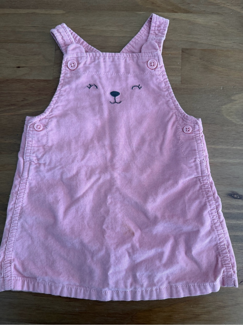 Carter's Pink Corduroy Overall Dress with Embroidered Face Size 9M